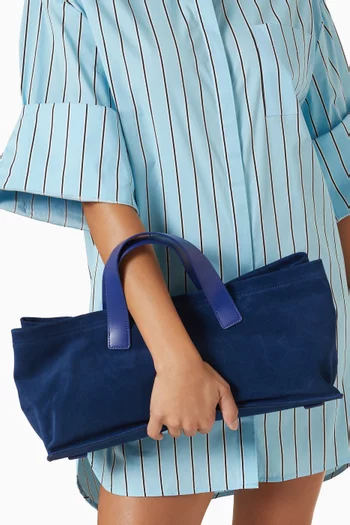 Small Port Horizontal Tote Bag in Suede