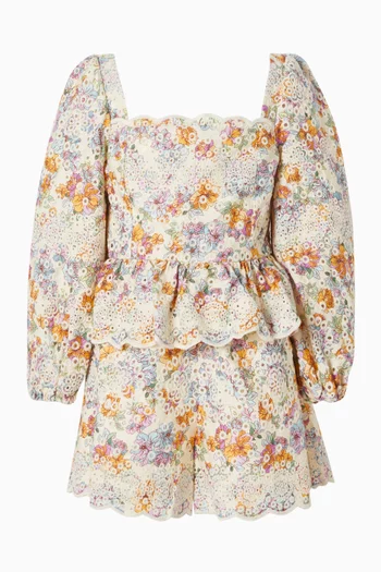Posie Embroidered Romper in Cotton