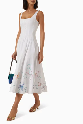 Wells Embroidered Dress in Cotton Poplin