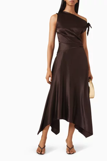 Portia Midi Dress in Silk-blend