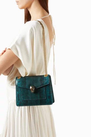 Serpenti Day-to-night Shoulder Bag in Karung Leather