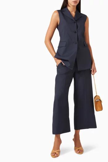 Crop Wide-leg Pants in Twill