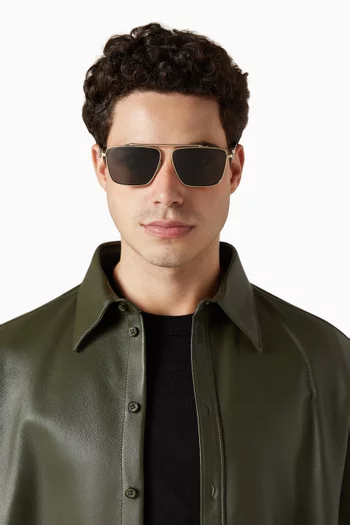 Square Frame Sunglasses in Gold-tone Metal