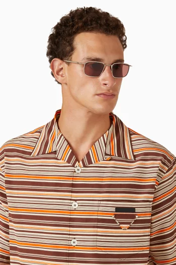 Rectangular Sunglasses in Silver-tone Metal