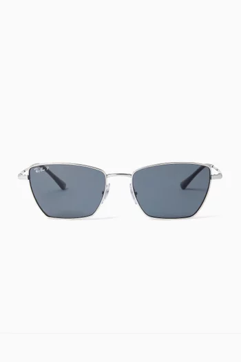 Drea Irregular Sunglasses in Silver-tone Metal