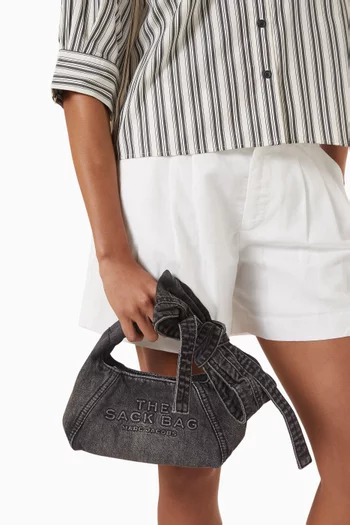 Mini Bow Sack Bag in Denim