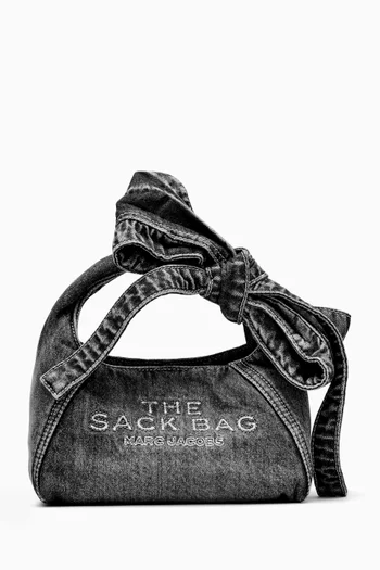 Mini Bow Sack Bag in Denim