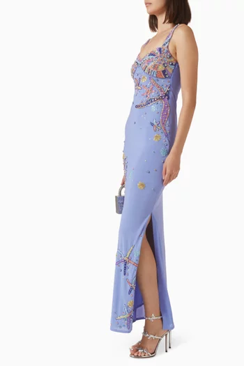 Crescent Shell Beaded Maxi Dress