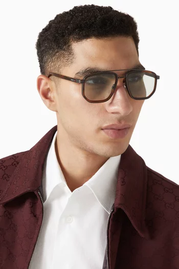 Square Frame Sunglasses in Acetate & Metal