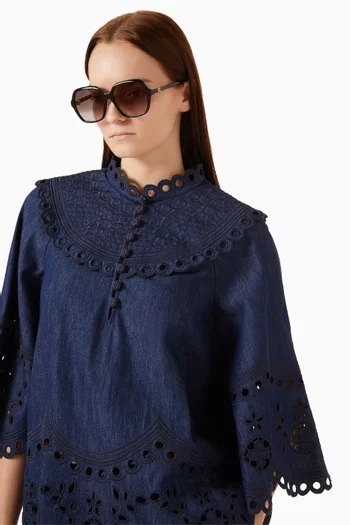 نظارة شمسية بإطار مربع كبير أسيتات