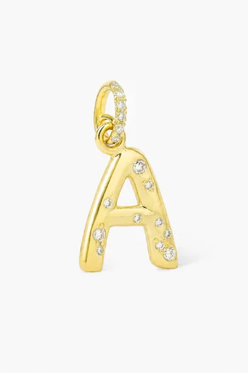 حلية جالاكتيك بحرف "A" مرصعة بالماس ذهب عيار 18