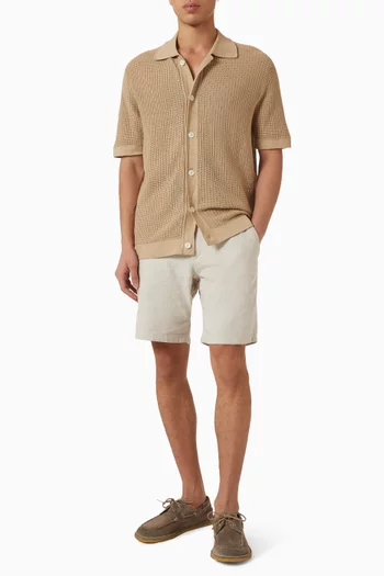 Polo Cardigan in Open-knit