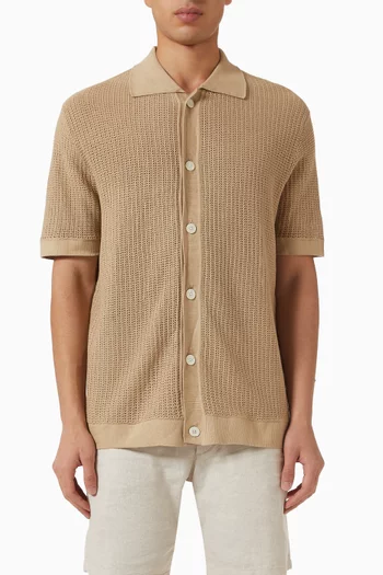 Polo Cardigan in Open-knit