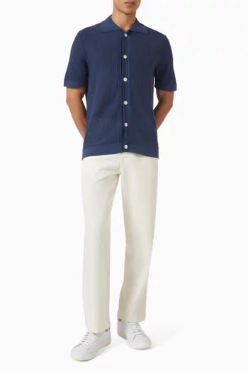 Polo Cardigan in Open-knit