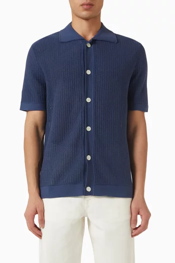 Polo Cardigan in Open-knit