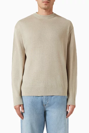 Relaxed-fit Crewneck Sweater in Linen