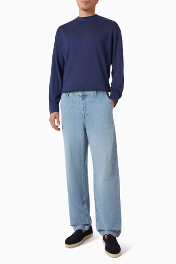 Relaxed-fit Crewneck Sweater in Linen