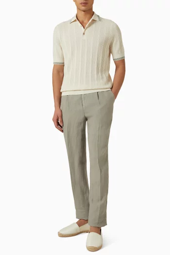 Rib-knit Polo in Cotton