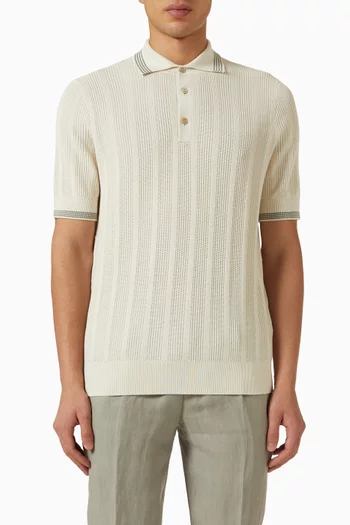 Rib-knit Polo in Cotton