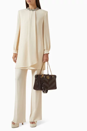 Medium Panthea Shoulder Bag in Suede & Leather