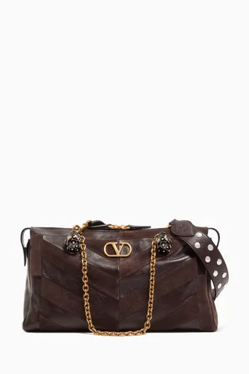 Medium Panthea Shoulder Bag in Suede & Leather