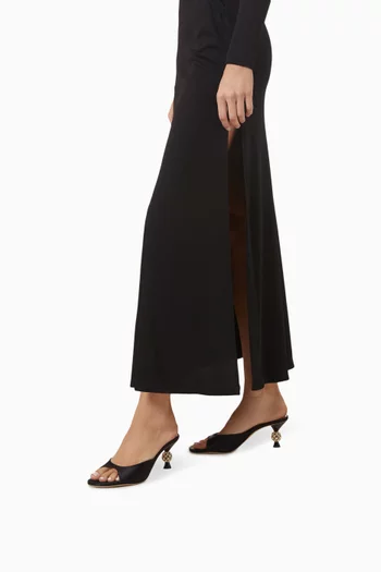 Rosie 60 Crystal Mules in Satin