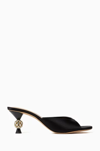 Rosie 60 Crystal Mules in Satin