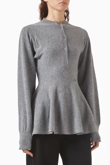 Peplum Knit Button Top