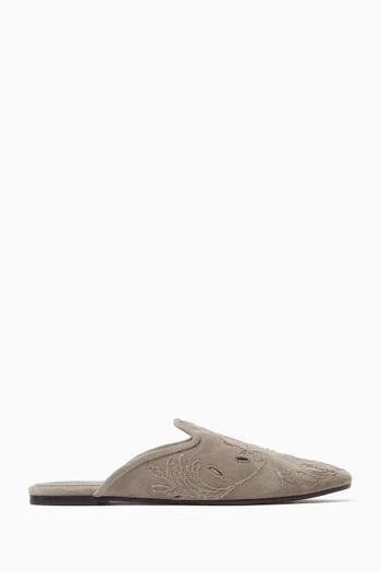 Dazzling Broderie Anglaise Mules in Suede