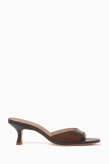 Brigitte 60 Mules in PVC & Leather