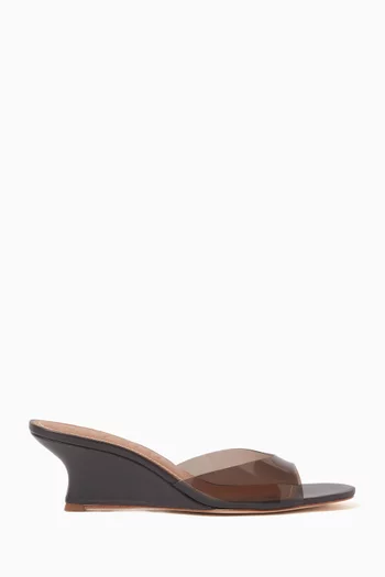 Brigitte Wedge 60 Mules in PVC & Leather