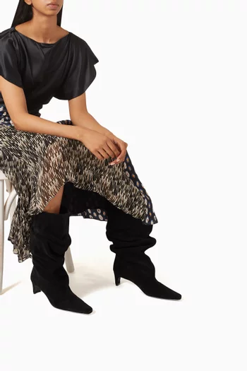 Wally 52 Slouch Knee-high Boots in Suede