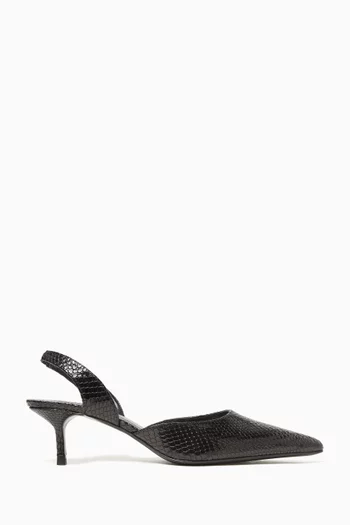 Sebastian 45 Slingback Pumps in Snake-embossed Leather