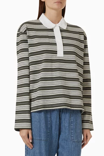 Kelly Boxy Striped Polo Shirt in Cotton