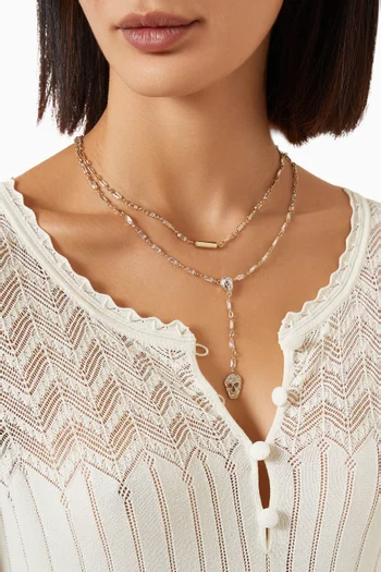 Pavé Skull Necklace in Gold-tone Brass
