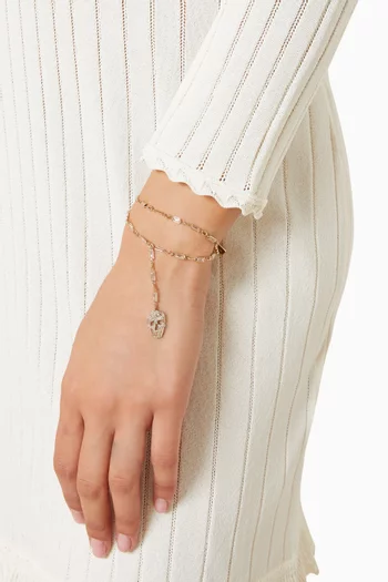 Pavé Skull Bracelet in Gold-tone Brass