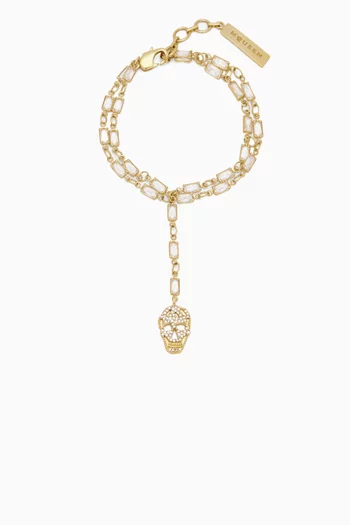 Pavé Skull Bracelet in Gold-tone Brass