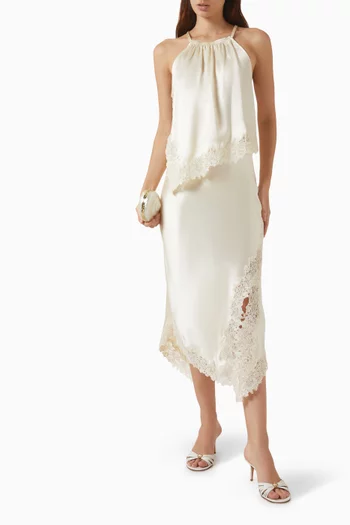 Madina Asymmetrical Hem Top in Satin