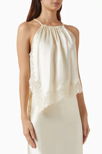 Madina Asymmetrical Hem Top in Satin
