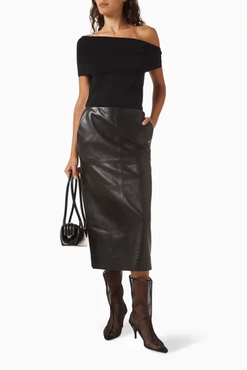 Birdy Midi Skirt in Leather