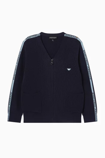 Logo Trim Cardigan in Knit