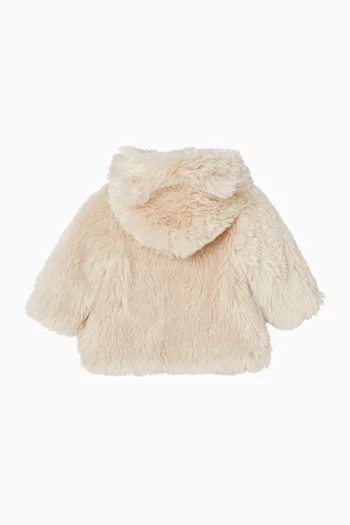 Hooded Jacket in Faux Fur