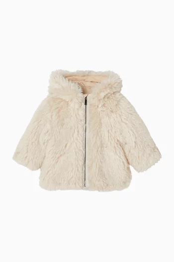 Hooded Jacket in Faux Fur