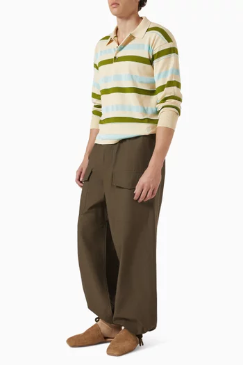 Striped Rugby Polo T-shirt in Knit