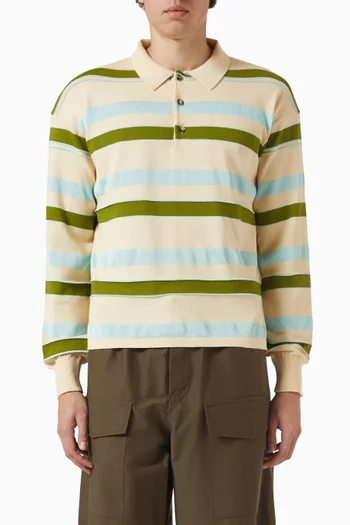 Striped Rugby Polo T-shirt in Knit