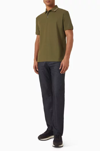 Embroidered Logo Polo Shirt in Piqué