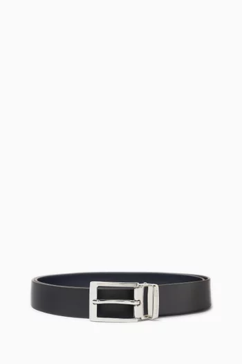 Rectangular Buckle Belt in Smooth Leather