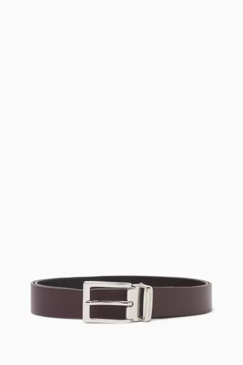 Rectangular Buckle Belt in Smooth Leather