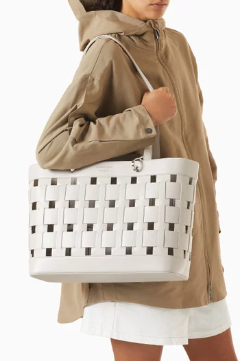 Medium Woven Shopping Bag in Faux Leather