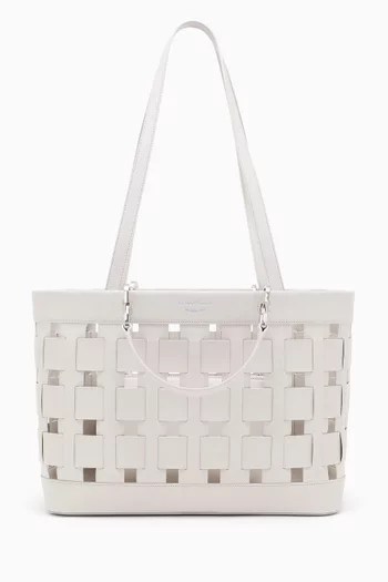 Medium Woven Shopping Bag in Faux Leather